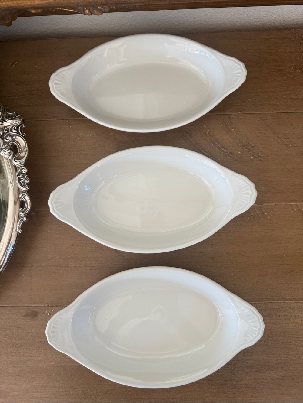 Hall China 528 Set of 3 Oval Au Gratin Baking Dishes 9.5” Brown USA VTG